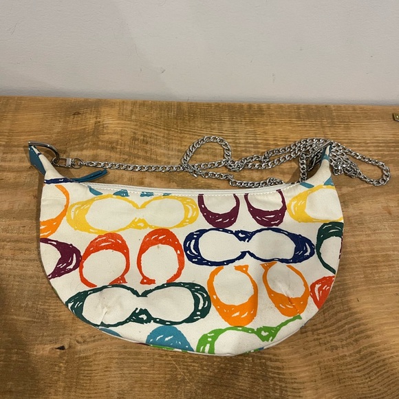 Coach rainbow monogram signature crossbody with unbranded chain GUC - Picture 2 of 6